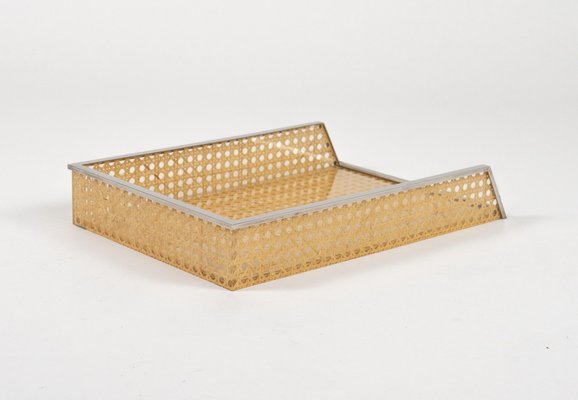 Desk Document Holder in Acrylic Glass, Rattan & Steel in the style of Christian Dior, Italy, 1970s-LYQ-2041612