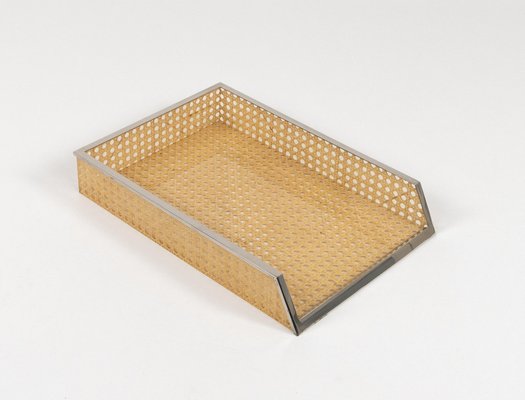 Desk Document Holder in Acrylic Glass, Rattan & Steel in the style of Christian Dior, Italy, 1970s-LYQ-2041612