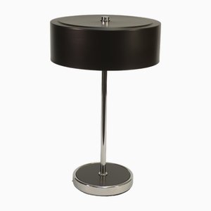 Desk Lamp with Chrome Metal, Black Lacquered Lampshade, 1970s-NEN-2020240