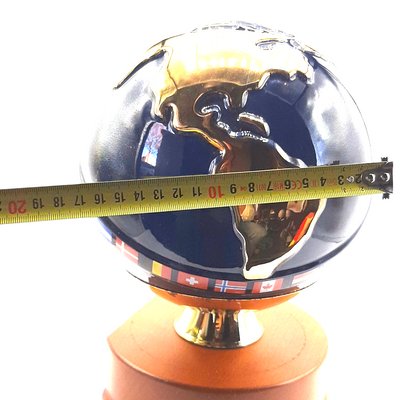 Desktop Porcelain Globe Sculpture with Flags-TCS-1137440