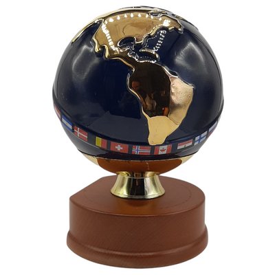 Desktop Porcelain Globe Sculpture with Flags-TCS-1137440