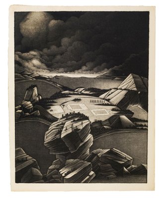 Desolate Landscape - Original Mezzotint by Michel Estèbe - Late 1900 Late 1900-ZCI-760754