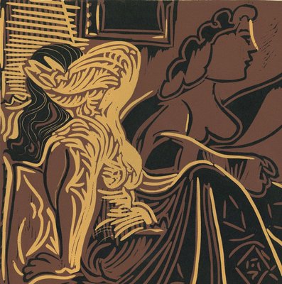 Deux Femmes près de la Fenetre - Original Linocut After Pablo Picasso - 1962 1962-ZCI-762018