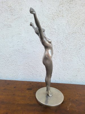 DH Chiparus, Art Deco Le Réveil Sculpture, 20th Century, Silver Plated Bronze-SYQ-2028850