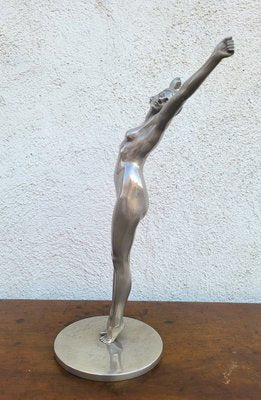 DH Chiparus, Art Deco Le Réveil Sculpture, 20th Century, Silver Plated Bronze-SYQ-2028850