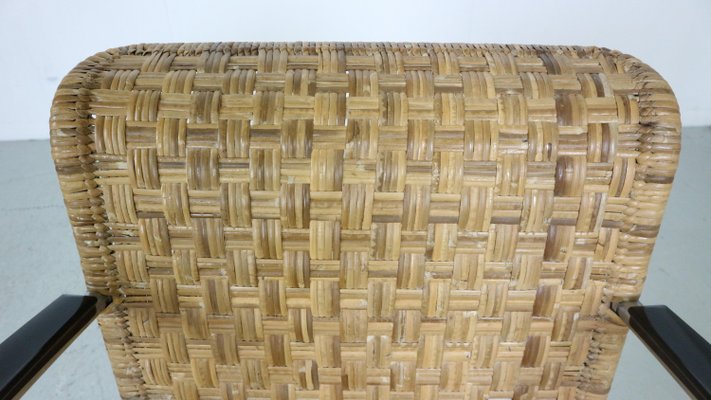 Diagonal Wicker & Tube Frame Armchairs from Gispen, 1930s, Set of 4-DT-2026198