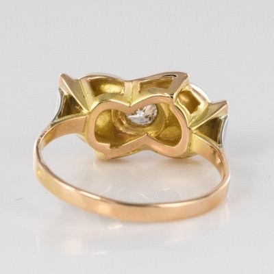 Diamond and 18 Karat Yellow Gold Knot Ring, 1950s-OLU-896668