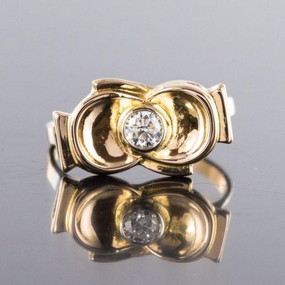 Diamond and 18 Karat Yellow Gold Knot Ring, 1950s-OLU-896668