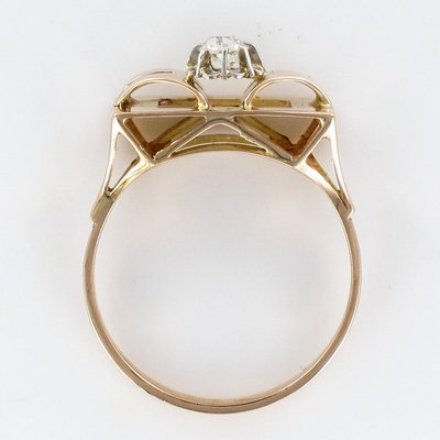 Diamond and 18 Karat Yellow Gold Tank Ring, 1940s-OLU-896394