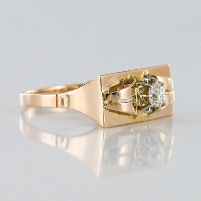 Diamond and 18 Karat Yellow Gold Tank Ring, 1940s-OLU-896394