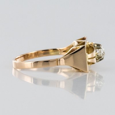 Diamond and 18 Karat Yellow Gold Tank Ring, 1940s-OLU-896394