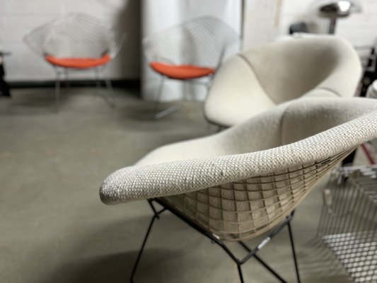 Diamond Chairs in Silver with Orange Seat by Harry Bertoia for Knoll, 1980s, Set of 2-JAG-1890419