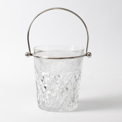 Diamond Cut Crystal Glass Ice Bucket from Val Saint Lambert, 1960s-IXK-1437637