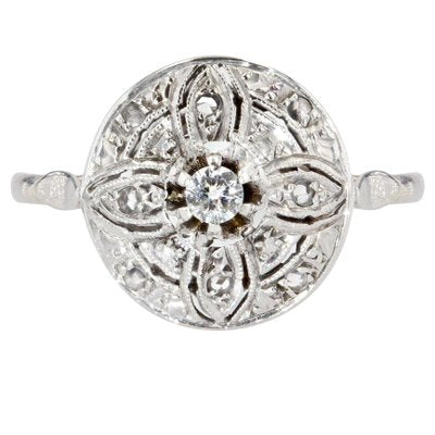 Diamond Ring in 18K White Gold, 1920s-OLU-1252294