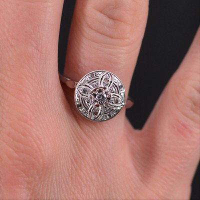 Diamond Ring in 18K White Gold, 1920s-OLU-1252294