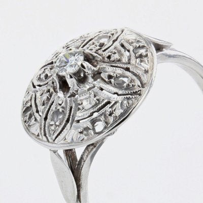 Diamond Ring in 18K White Gold, 1920s-OLU-1252294