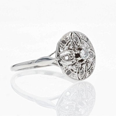 Diamond Ring in 18K White Gold, 1920s-OLU-1252294