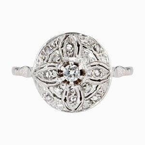 Diamond Ring in 18K White Gold, 1920s-OLU-1252294