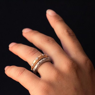 Diamond Satin Gold Band Ring-OLU-896845