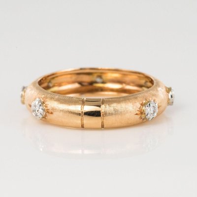 Diamond Satin Gold Band Ring-OLU-896845