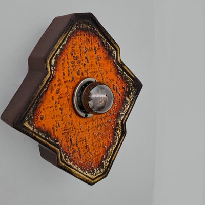 Diamond-Shaped Brown & Orange Ceramic Wall Light, Germany, 1970s-VDW-1719587