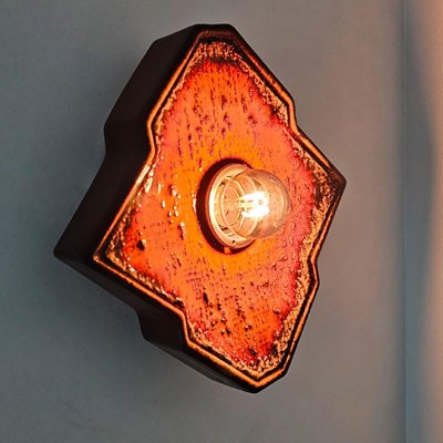 Diamond-Shaped Brown & Orange Ceramic Wall Light, Germany, 1970s-VDW-1719587