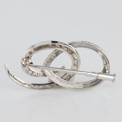 Diamonds 18 Karat White Gold Brooch by Front, 1970s-OLU-896264