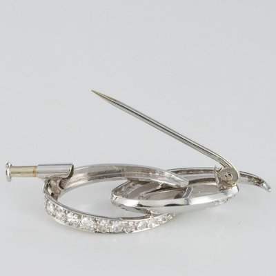 Diamonds 18 Karat White Gold Brooch by Front, 1970s-OLU-896264