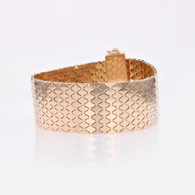 Diamonds 18 Karat Yellow Gold Belt Bracelet, 1950s-OLU-2042363