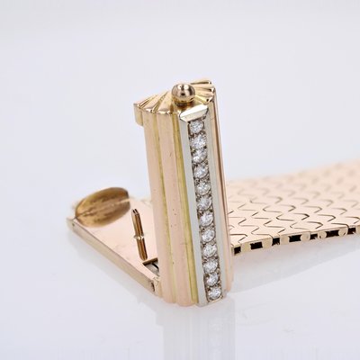 Diamonds 18 Karat Yellow Gold Belt Bracelet, 1950s-OLU-2042363