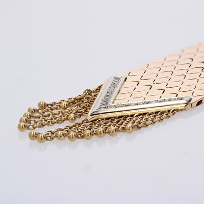 Diamonds 18 Karat Yellow Gold Belt Bracelet, 1950s-OLU-2042363