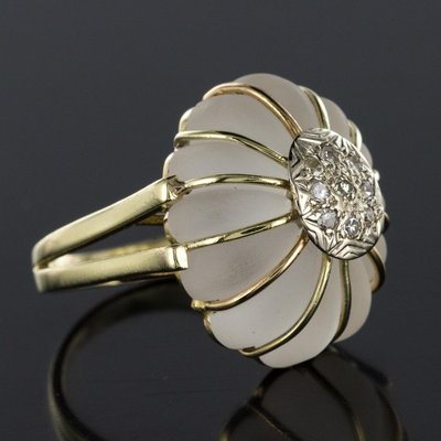 Diamonds Rock Crystal Yellow Gold Ring, 1960s-OLU-896266