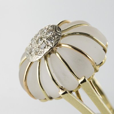 Diamonds Rock Crystal Yellow Gold Ring, 1960s-OLU-896266