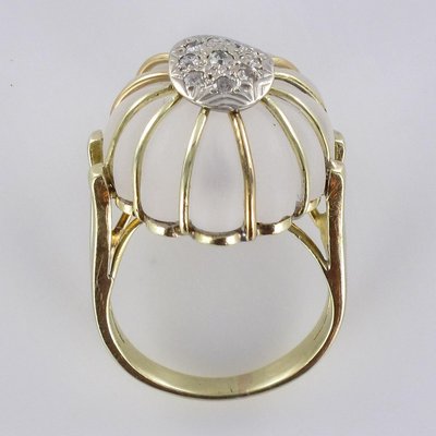 Diamonds Rock Crystal Yellow Gold Ring, 1960s-OLU-896266