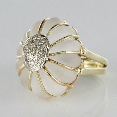 Diamonds Rock Crystal Yellow Gold Ring, 1960s-OLU-896266