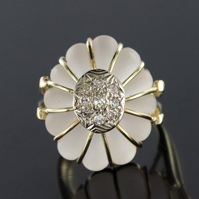 Diamonds Rock Crystal Yellow Gold Ring, 1960s-OLU-896266