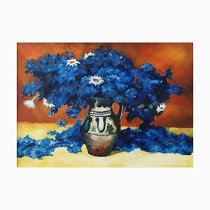 DIana Torje, Blue Flowers, 2018, Oil on Canvas-CHG-918146