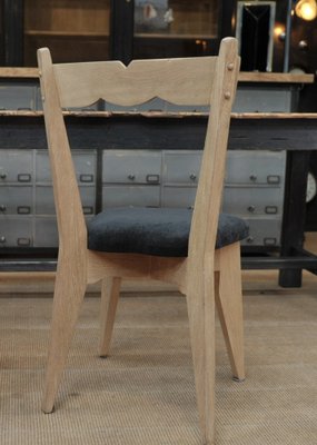 Dining Chair in Oak and Fabric by Guillerme Et Chambron for Votre Maison, 1950s-NEN-2043201