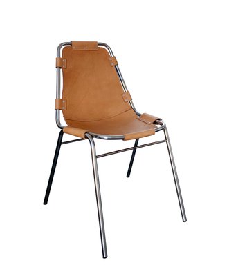 Dining Chair with New Leather by Charlotte Perriand for Les Arcs, 1960s-ZM-1278991