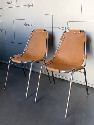 Dining Chair with New Leather by Charlotte Perriand for Les Arcs, 1960s-ZM-1278991