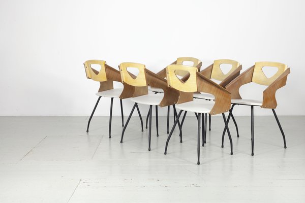 Dining Chairs by Carlo Ratti for Industria Legni Curvati, Milan, 1950s, Set of 6-AA-1703170