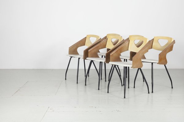 Dining Chairs by Carlo Ratti for Industria Legni Curvati, Milan, 1950s, Set of 6-AA-1703170