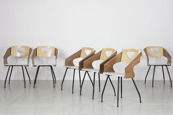 Dining Chairs by Carlo Ratti for Industria Legni Curvati, Milan, 1950s, Set of 6-AA-1703170