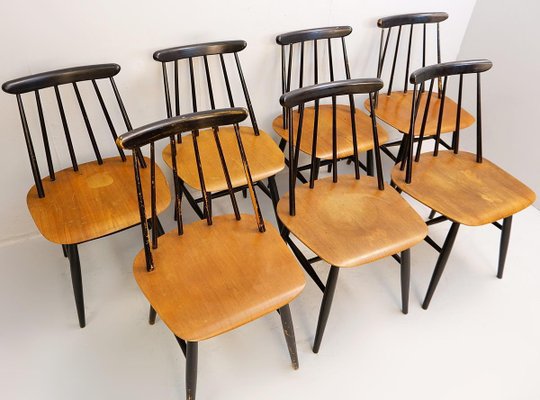 Dining Chairs by Ilmari Tapiovaara for Edsby Verken, Set of 7-FGA-923282