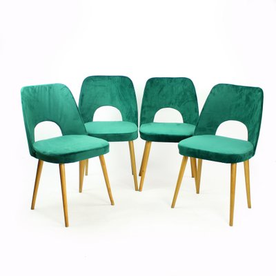 Dining Chairs by Oswald Haerdtl in Velvet for Ton, Czechoslovakia, 1950s, Set of 4-UL-1095819