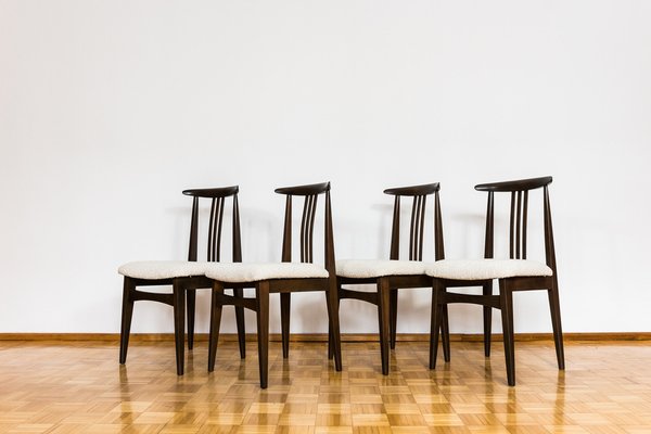 Dining Chairs in Beige Boucle by M. Zieliński, 1960s, Set of 4-IXL-1821919