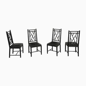 Dining Chairs in Black Enameled Wood and Smooth Velvet, Italy, 1980s, Set of 4-ZST-1417229