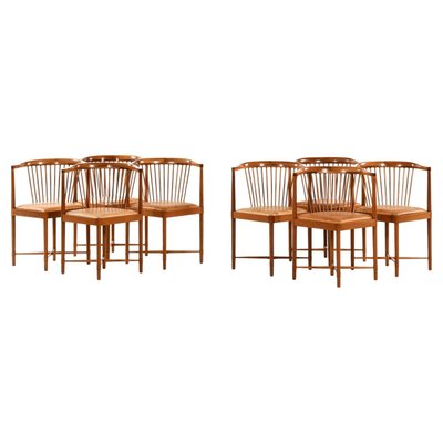 Dining Chairs in Mahogany and Leather attributed to Børge Mogensen, 1944, Set of 8-SC-2022127