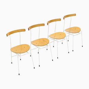 Dining Chairs in Metal and Curved Plywood, 1980s, Set of 4-EZ-1444648