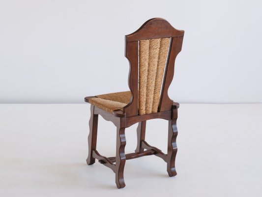 Dining Chairs in Oak and Rush Attributed to Victor Courtray, 1950s, Set of 6-FMT-960731